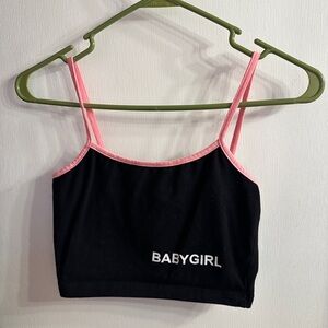 Fashion Nova Black and Pink Crop Top